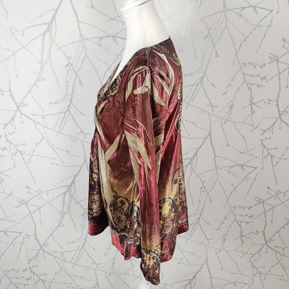 Style & Co Artsy Printed Velvet Flowy Y2K Long Sleeve - Picture 3 of 5